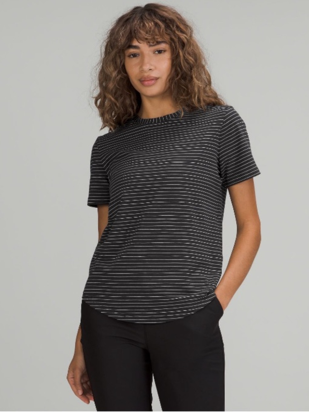 lululemon athletica Black Striped Short-Sleeve Tee